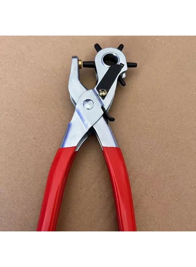 1pc Heavy Duty Leather Punch Pliers Multi Functional Rotary Steel Hand Tool - Image 1