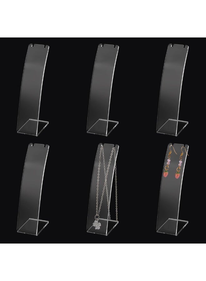 Slasa 6 Pcs L-Shaped Acrylic Necklace & Earring Holder 4.53 Inch Clear Slant Back Display Stand Jewelry Organizer Rack for Earrings, Necklaces, Pendants, Retail, Home - Image 1