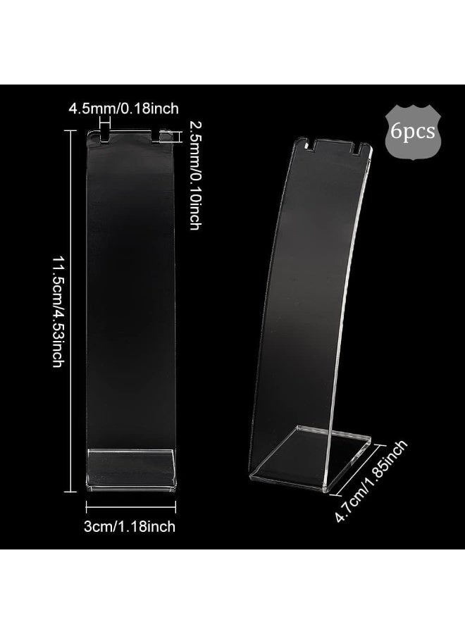 Slasa 6 Pcs L-Shaped Acrylic Necklace & Earring Holder 4.53 Inch Clear Slant Back Display Stand Jewelry Organizer Rack for Earrings, Necklaces, Pendants, Retail, Home - Image 3