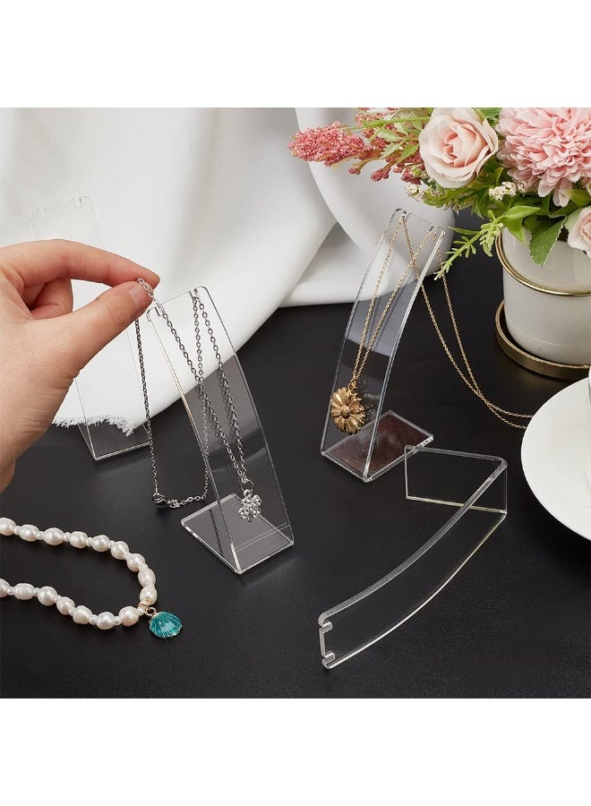 Slasa 6 Pcs L-Shaped Acrylic Necklace & Earring Holder 4.53 Inch Clear Slant Back Display Stand Jewelry Organizer Rack for Earrings, Necklaces, Pendants, Retail, Home - Image 2