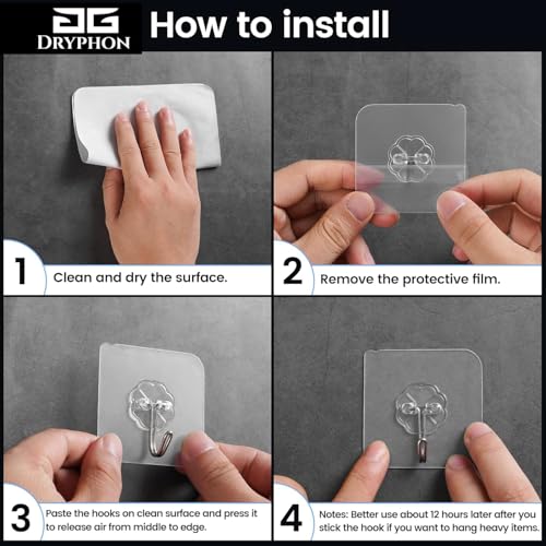 DRYPHON 20 Pcs Adhesive Wall Hooks for Hanging | PVC Hook for Wall Hanging Without Drill | Sticky Hooks for Wall Heavy Duty | Adhesive Wall Hook | Kitchen Tools | Home Decor (20 Pack, Flower Hook) - Image 5