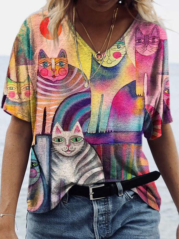 3D Printed Short-sleeved T-shirt Women's 2021 Summer Korean Style New Women's T-shirt - Image 1