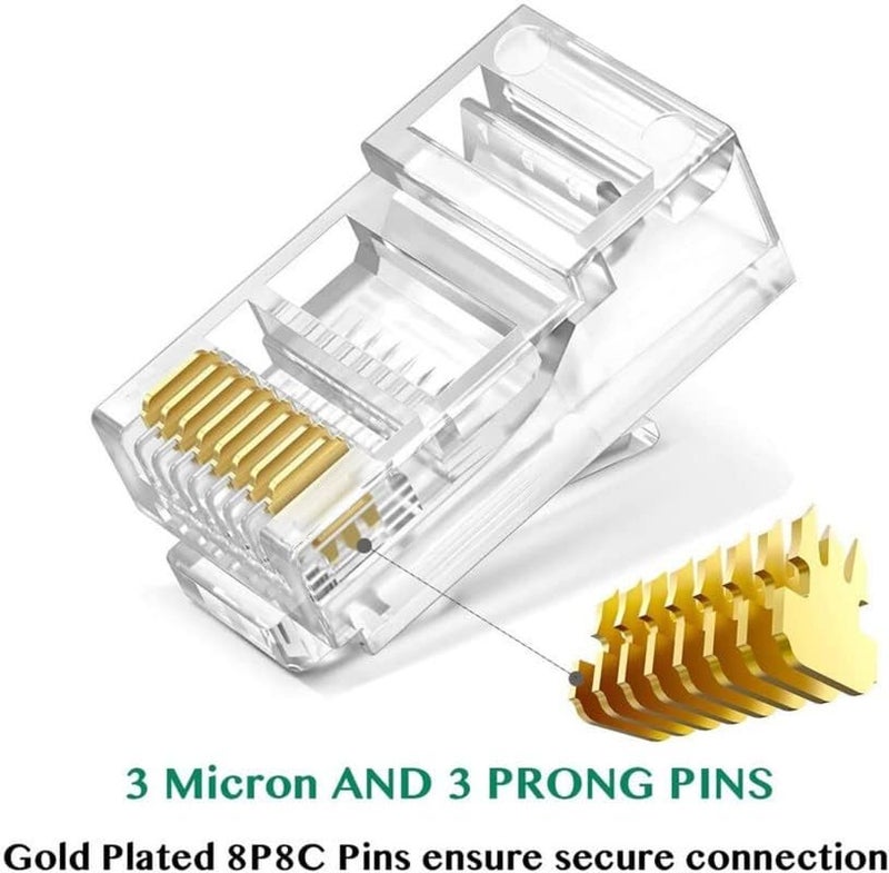 FEDUS Cat6 RJ45 Ends, 8P8C Cat5/Cat5e Connector, Ethernet Cable Crimp Connectors UTP Network Plug for Solid Wire and Standard Cable, LAN Crimp Module Plugs (200 Pcs) - Image 2