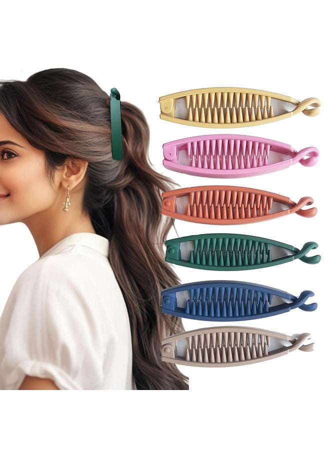 BIRDWARE مشابك موز كبيرة الحجم من BIRDWARE بألوان متعددة مصنوعة من المطاط الأكريليكي المستورد لمشابك شعر النساء (ألوان متعددة) | مشابك شعر | مشابك موز (عبوة من 6) 20 - Image 1