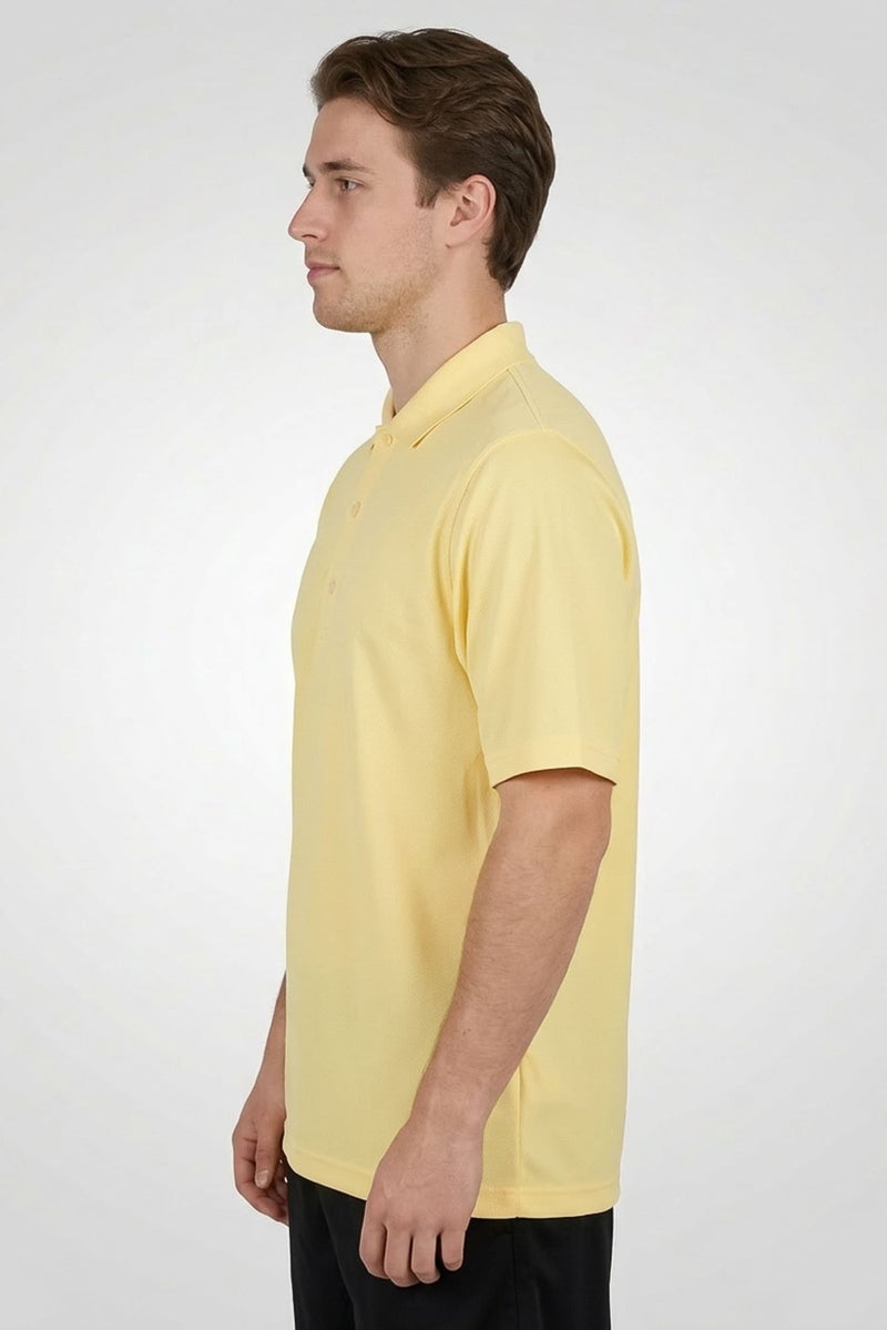 Greg Norman Men Sportswear Fit Short Sleeve Outdoor Polo Shirt, Yellow - Image 3