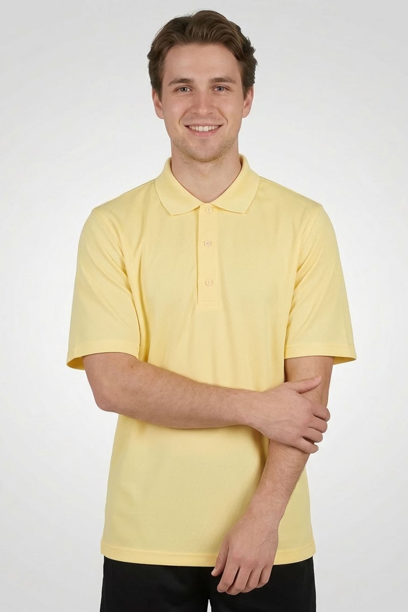 Greg Norman Men Sportswear Fit Short Sleeve Outdoor Polo Shirt, Yellow - Image 1