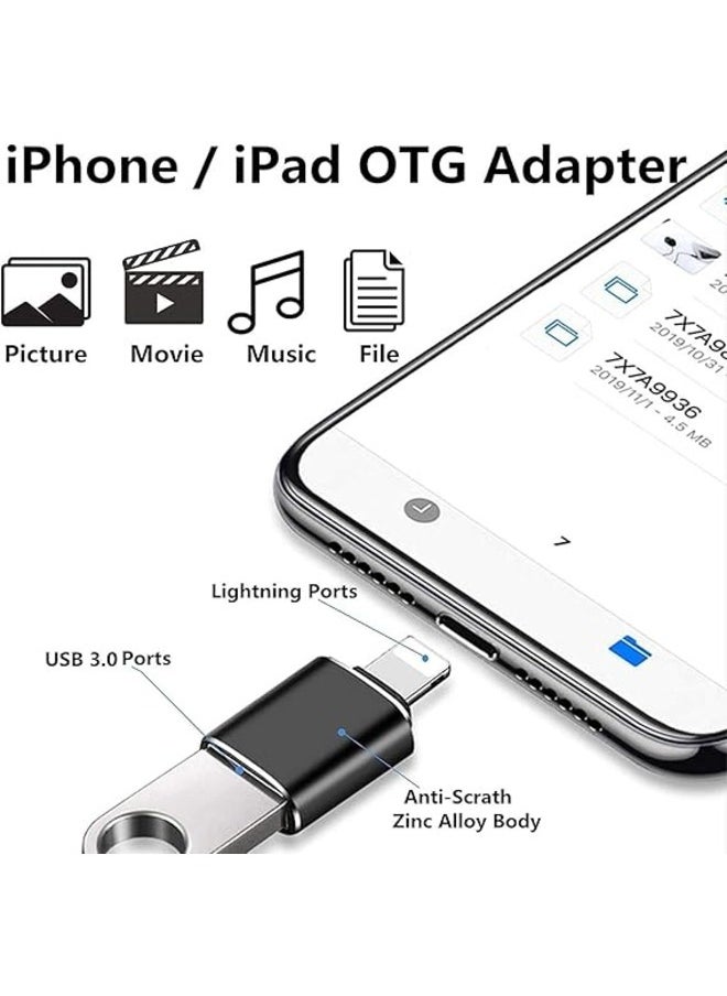 CELIBERY - Lightning Male to USB3.0 Female Adapter OTG Cable Portable USB Camera Adapter OTG Data Sync Cable Card Reader/Flash Drive/Mouse/MIDI Keyboard - Image 1