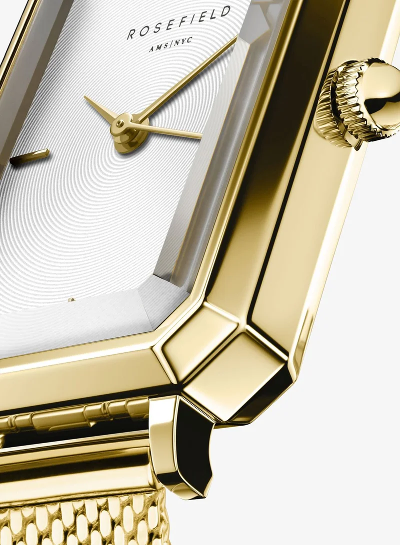 RoseField Rosefield Octagon XS Mesh White Gold Women Watch - OWGMG-O73