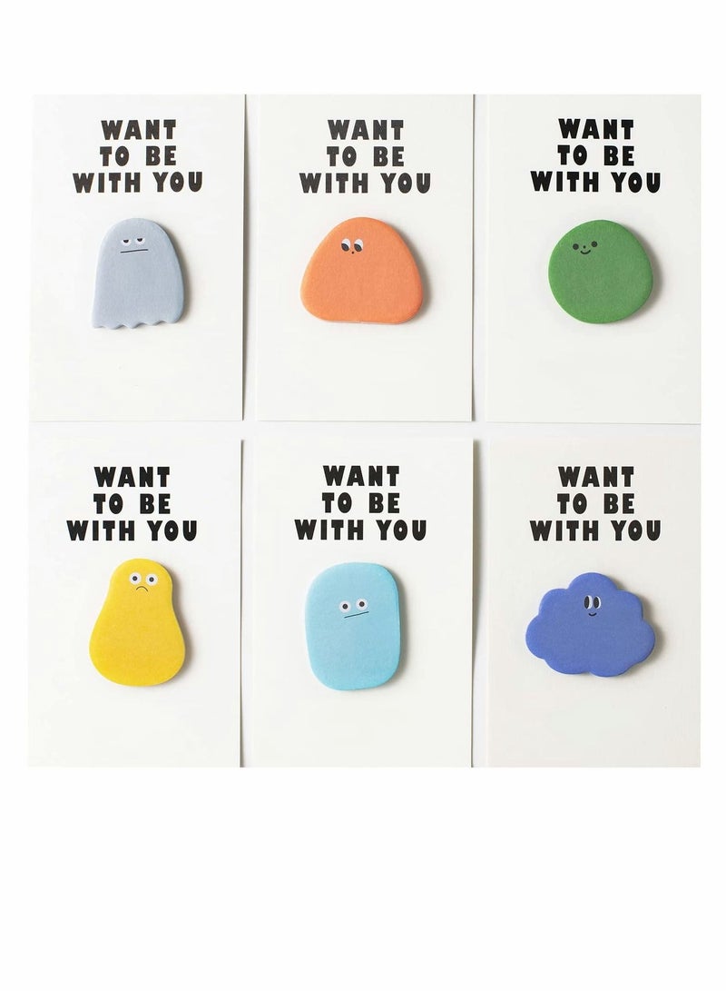 Y&D Cartoon Sticky Notes, Reusable Memo Self-adhesive Cute Stickers Suitable for Students Teachers Home Office, Notebook Hand Account Decoration(6 Packs, 30 Pcs/pack)  - Image 1