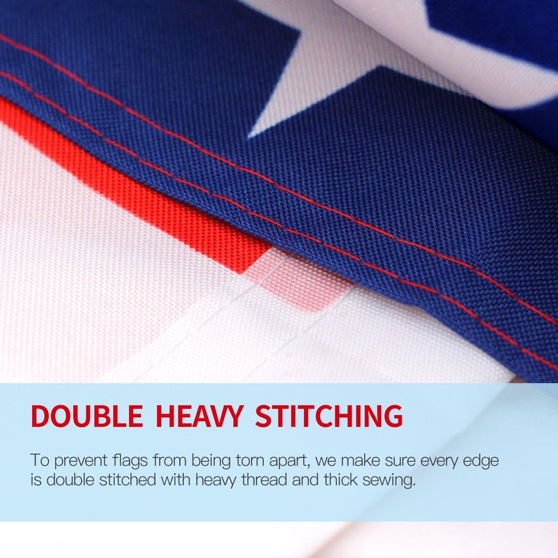Anley Pack of 2 Fly Breeze 3x5 Foot American National Polyester Flag - Vivid Color and Fade proof - Canvas Header and Double Stitched - US National Flags with Brass Grommets 3 X 5 Ft - Image 5