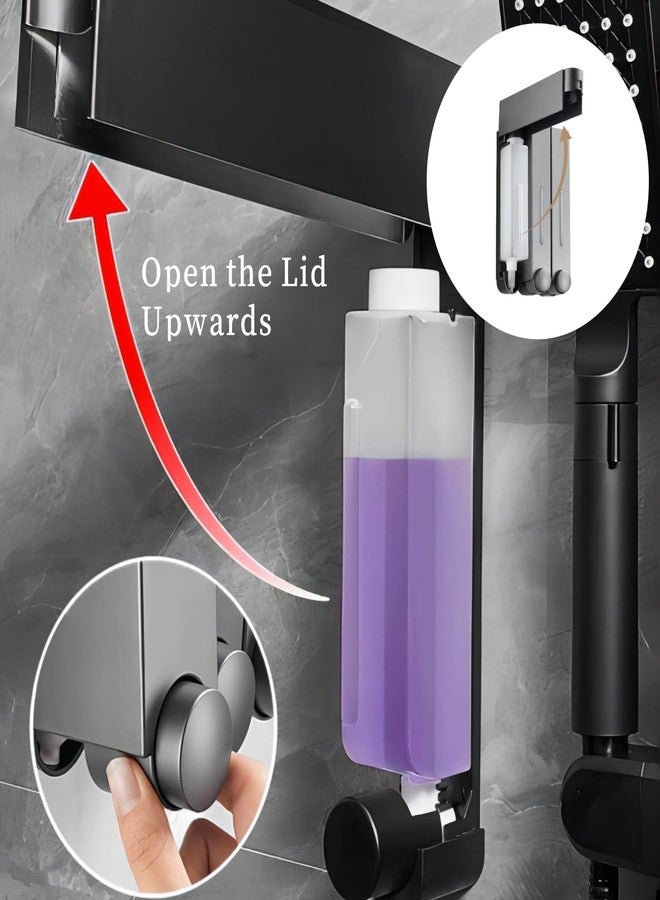 Zerodis Wall Mounted Dispenser, 3 Chamber Manual Shower Pump Organizer Refillable Shampoo Bottle for Home Bath Kitchen Hotels Restaurants - Image 3