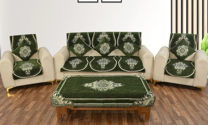 Laying Style™ Diwan Set of 8 Pieces Combo with Sofa Covers for Living Room 5 Seater and Center Table Cover - Image 2