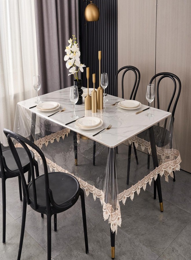 Pioggia غطاء طاولة من الفينيل الشفاف، مقاوم للماء والزيوت، مصنوع من مادة PVC، غطاء طاولة شفاف (مستطيل 60 بوصة × 108 بوصة) - Image 2