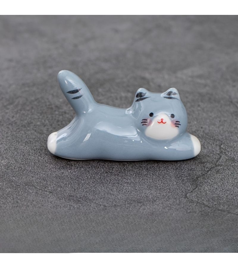 Yellow Ceramic Cat Chopstick Holder for Home Office Dining Decor - Image 4