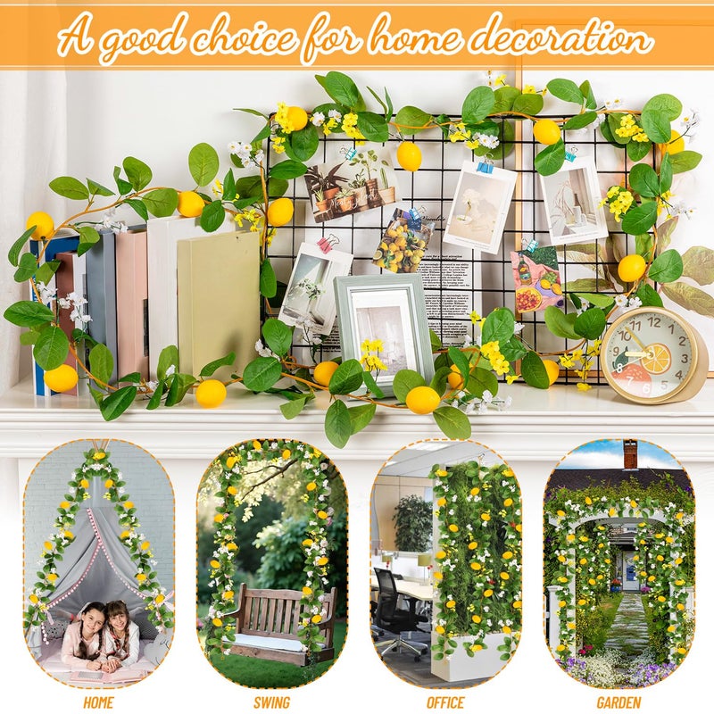 KVCSYAW 2 Pcs Artificial Lemon Flower Garland Vine, 14 Ft Fake Yellow Lemon Vines Silk Flowers Hanging Floral Garlands Decoration for Room Wall, Flower Themed Party, Wedding Supplies - Image 4