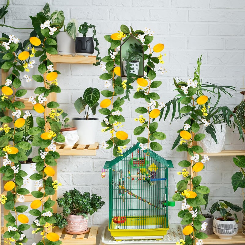 KVCSYAW 2 Pcs Artificial Lemon Flower Garland Vine, 14 Ft Fake Yellow Lemon Vines Silk Flowers Hanging Floral Garlands Decoration for Room Wall, Flower Themed Party, Wedding Supplies - Image 5
