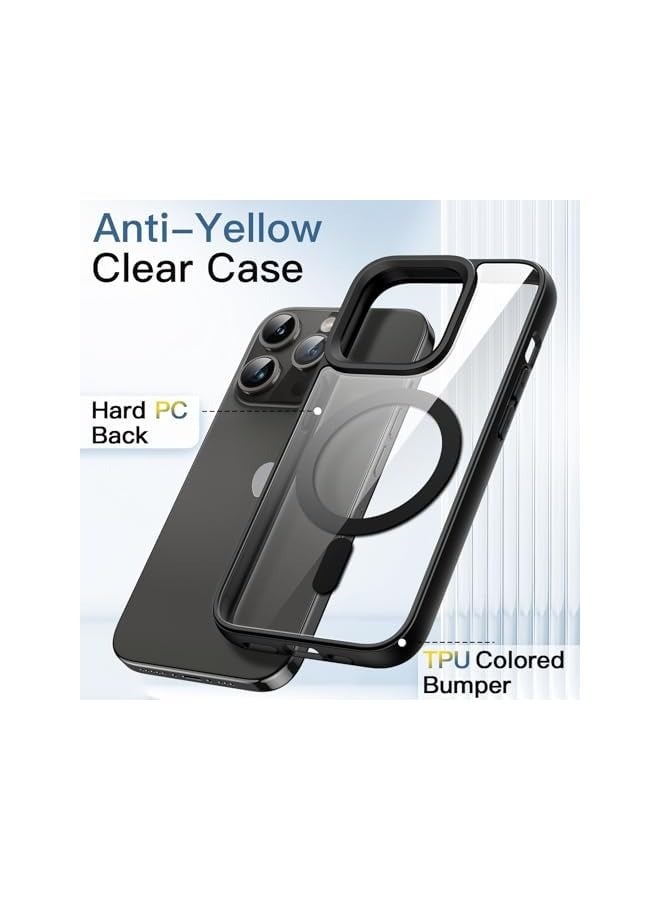 Jetech Magnetic Case for iPhone 14 Pro Max 6.7-Inch Compatible with MagSafe, Shockproof Phone Bumper Cover, Solid Color Matte TPU Frame, Anti-Scratch Clear Back (Space Black) - Image 3