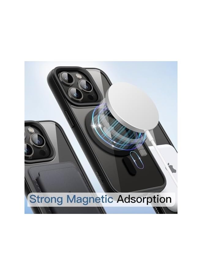 Jetech Magnetic Case for iPhone 14 Pro Max 6.7-Inch Compatible with MagSafe, Shockproof Phone Bumper Cover, Solid Color Matte TPU Frame, Anti-Scratch Clear Back (Space Black) - Image 4