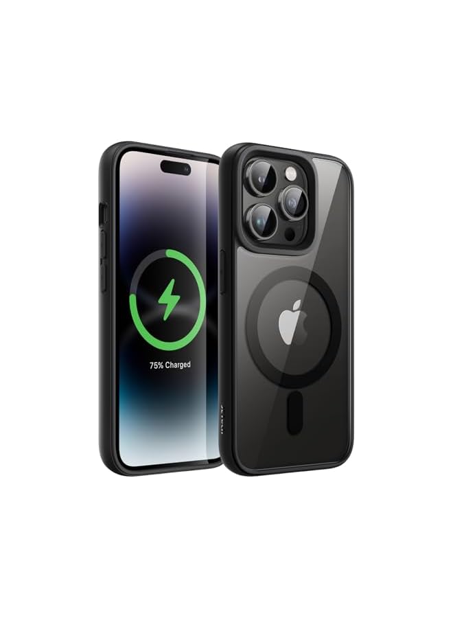 Jetech Magnetic Case for iPhone 14 Pro Max 6.7-Inch Compatible with MagSafe, Shockproof Phone Bumper Cover, Solid Color Matte TPU Frame, Anti-Scratch Clear Back (Space Black) - Image 1