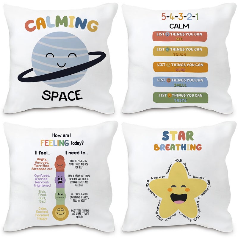 Nvotell Calming Corner Pillow Covers 20x20 Set of 4 Calm Down Corner Supplies for Reading Room Couch Pillow Covers Teacher Must Haves Boho Decorative Pillow Covers for Couch