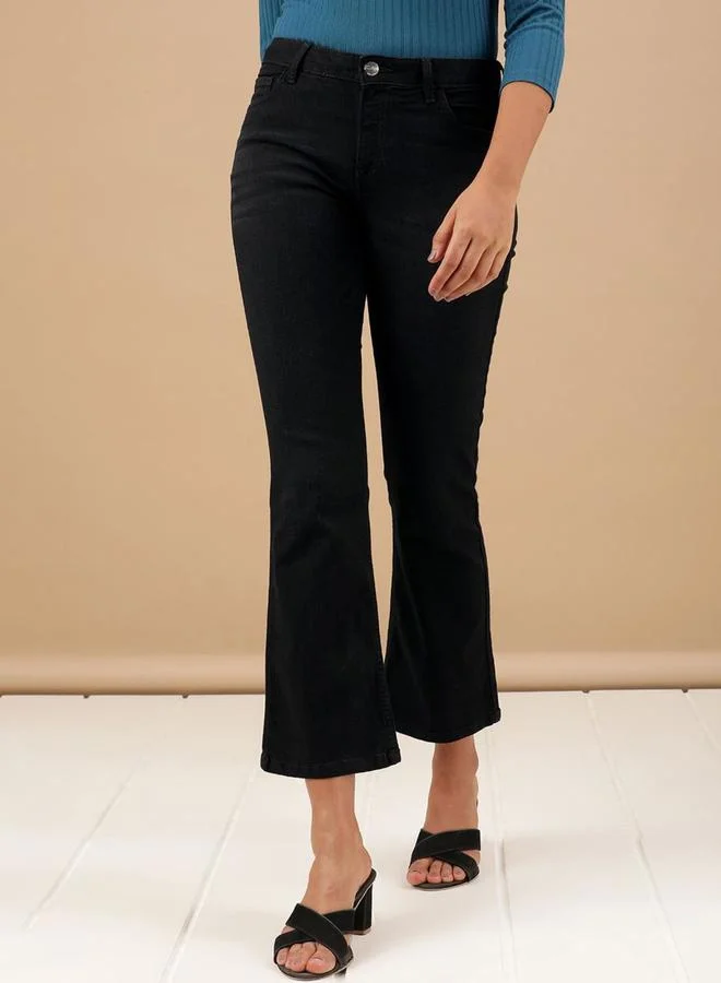 مرفوعة Freehand Women Black Bootcut Fit Solid Jeans