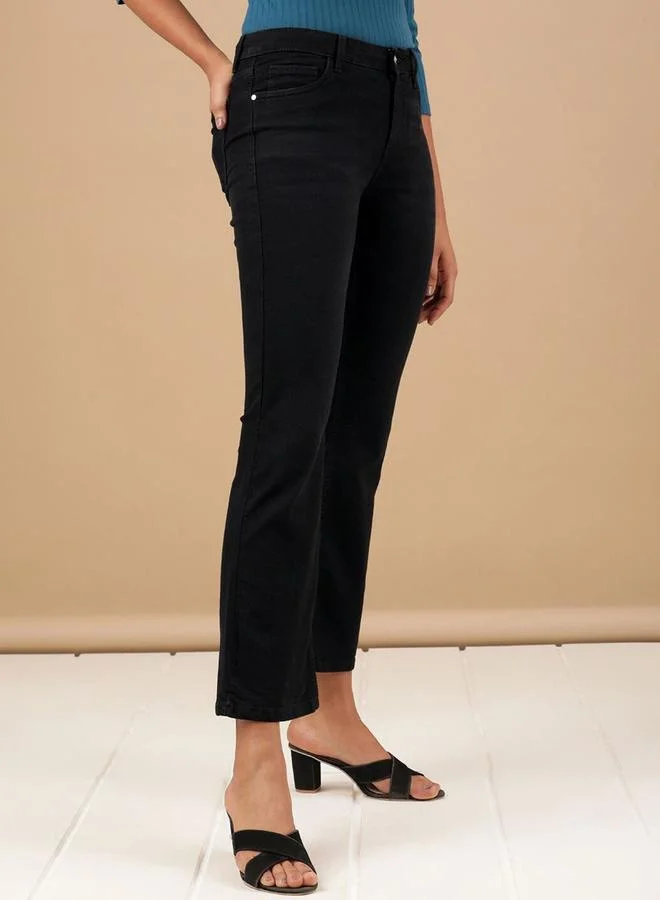 مرفوعة Freehand Women Black Bootcut Fit Solid Jeans