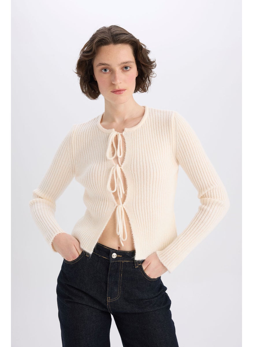 DeFacto Woman Regular Fit Crew Neck Knitwear Cardigan  - Image 1