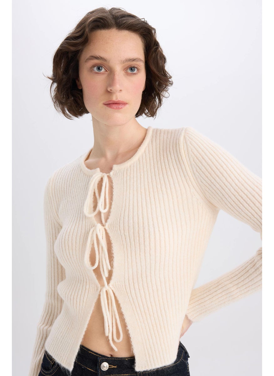 DeFacto Woman Regular Fit Crew Neck Knitwear Cardigan  - Image 5