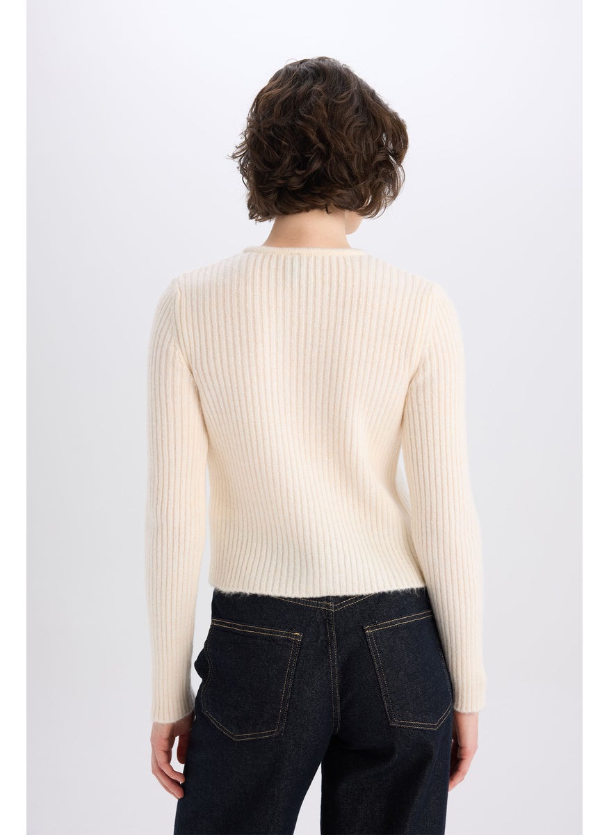 DeFacto Woman Regular Fit Crew Neck Knitwear Cardigan  - Image 4