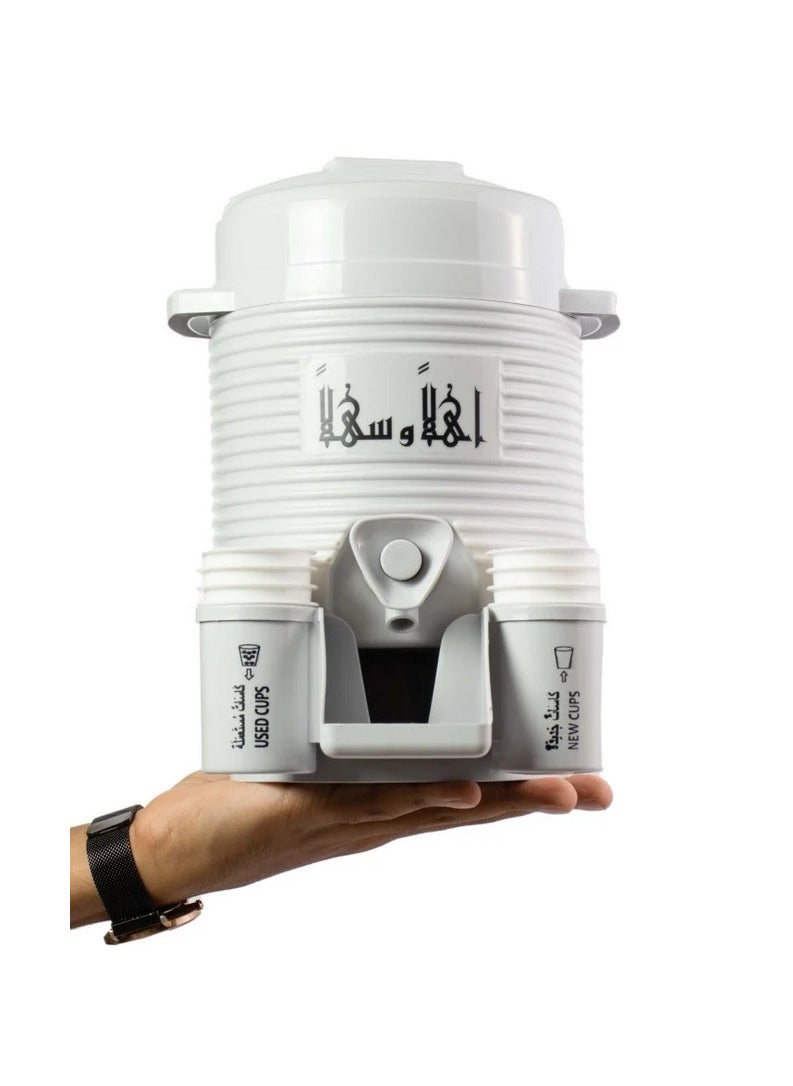 Generic - Mini Haram Zamzam Water Cooler Tank 2L White with 6 Small Glass - Image 1