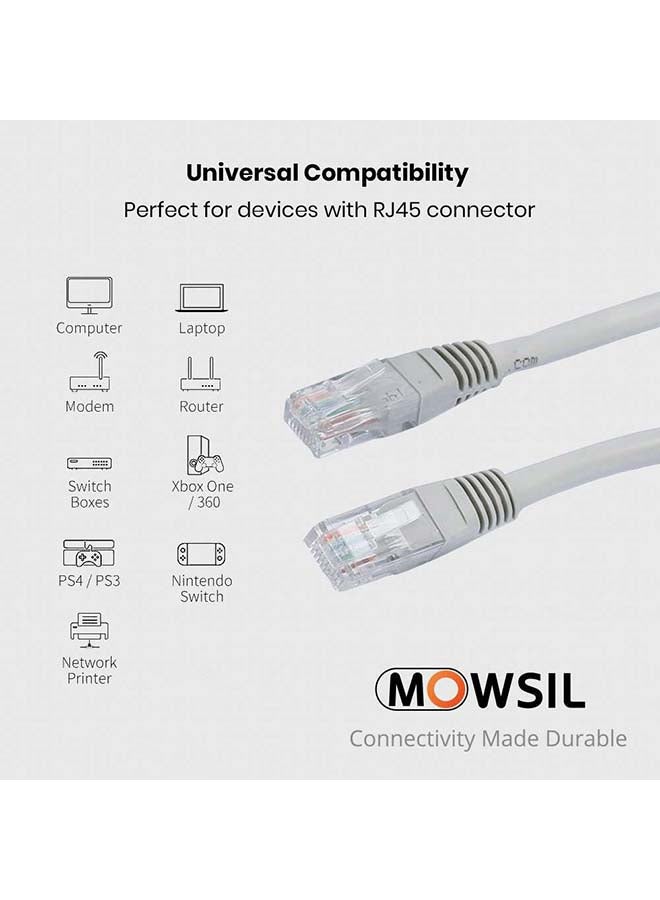 MOWSIL Cat6 UTP Ethernet RJ45 Patch LAN Cable – 250MHz High-Speed Network Cable for Fast Data Transfer, White – Compatible with Routers, Modems, Switches, Computers, and Gaming Consoles - Image 3