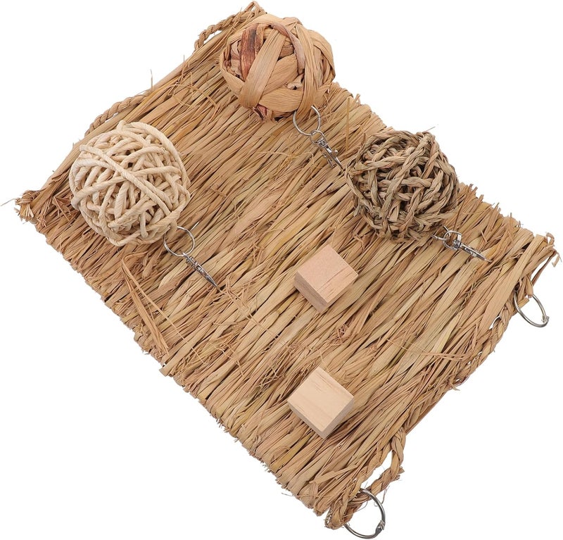 DECHOUS Small Animal Straw Mat for Rabbits Guinea Pigs Hamsters Chew for Molar Grinding Soft Nesting Pad Enrichment for Dental Health and Comfort - Image 1
