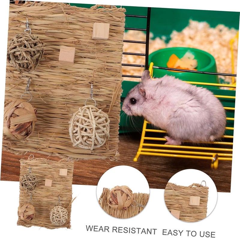 DECHOUS Small Animal Straw Mat for Rabbits Guinea Pigs Hamsters Chew for Molar Grinding Soft Nesting Pad Enrichment for Dental Health and Comfort - Image 4