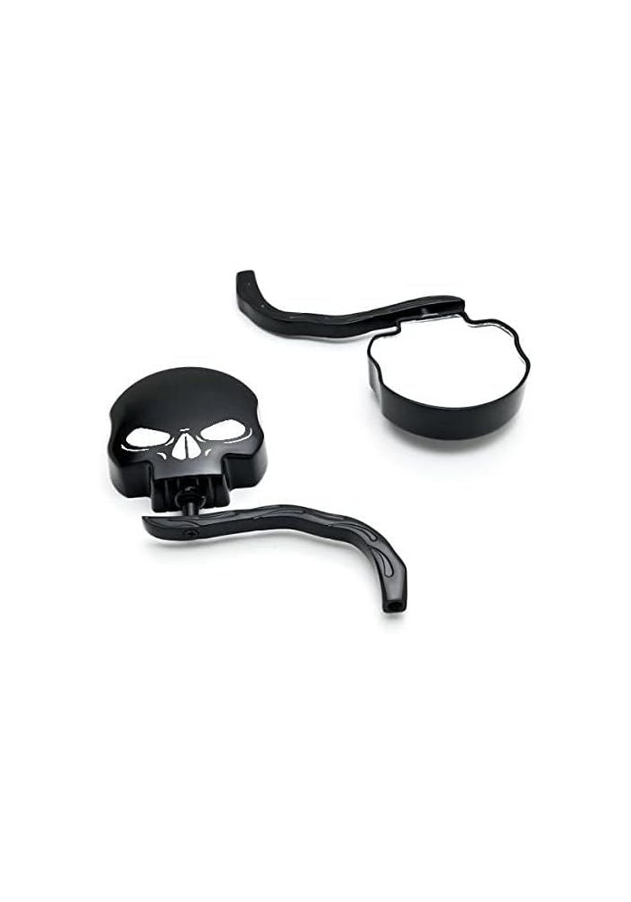 SMT-MOTO SMT-Skull Flame Black Side Mirrors for Harley Road King, Electra, Street Glide Ultra - Image 3