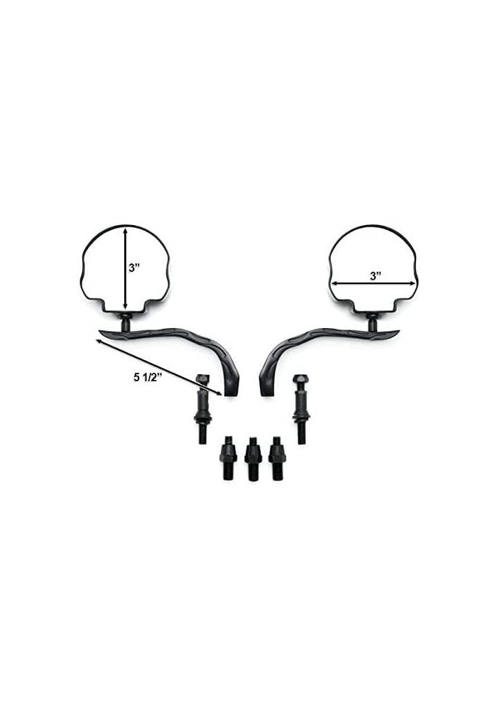 SMT-MOTO SMT-Skull Flame Black Side Mirrors for Harley Road King, Electra, Street Glide Ultra - Image 4