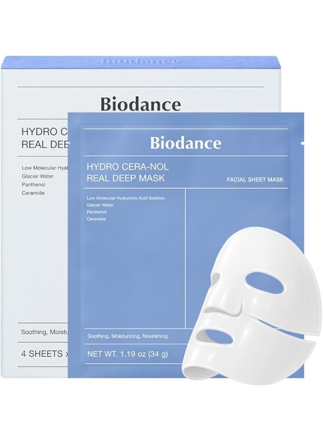 BIODANCE Hydro Cera-nol Real Deep Mask, Overnight Hydrogel Mask, Soothing, Moisturizing, Nourishing, 1.19oz(34g) x 4ea - Image 1
