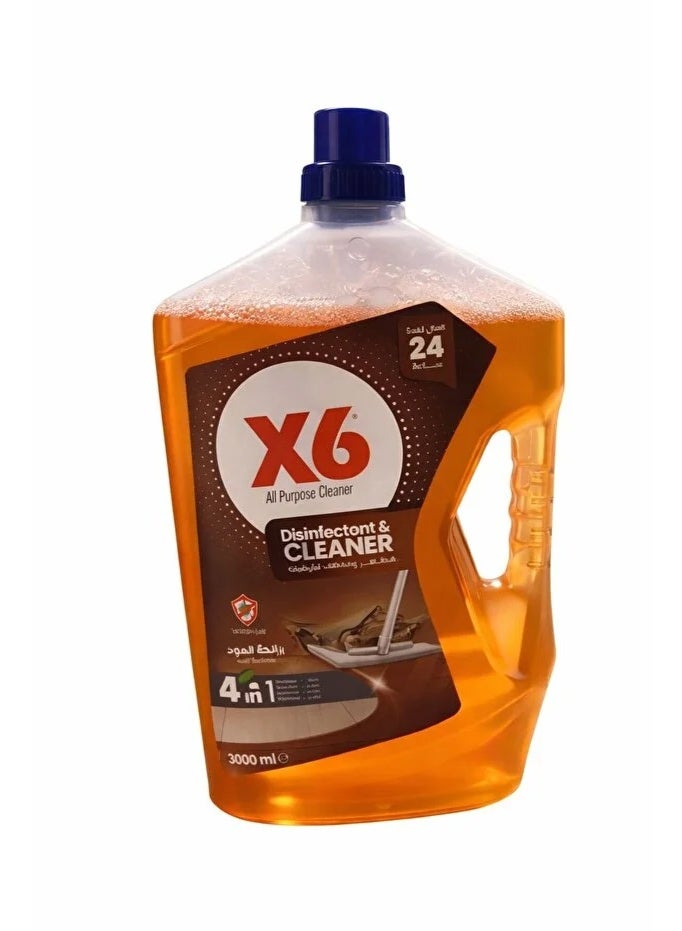 مطهر ومنظف أرضيات متعدد الاستخدامات X6 - رائحة عود فاخرة - تركيبة 4 في 1 - 3000 مل