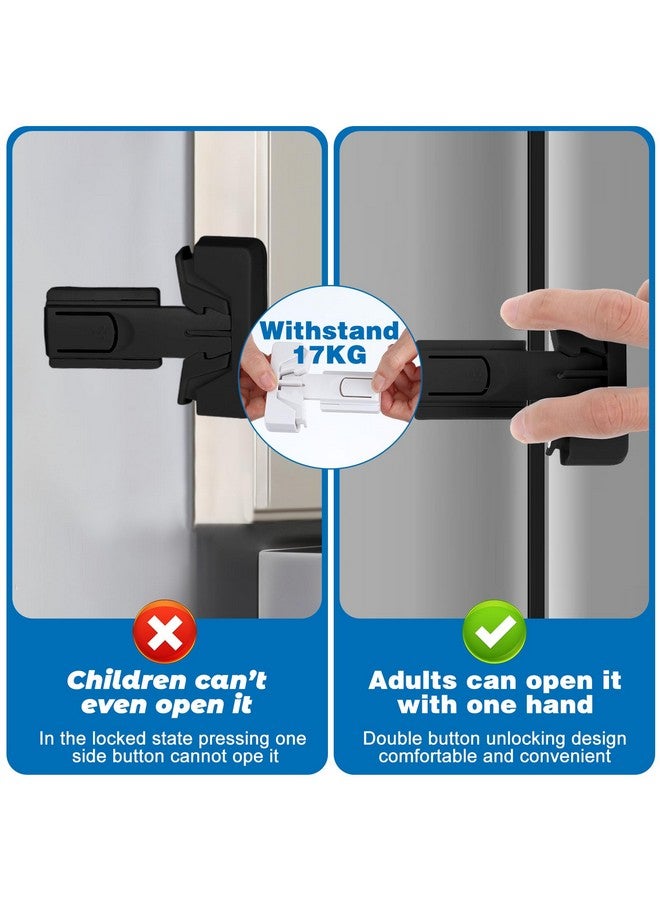مولين قفل ثلاجة مولين، قطعتان، مقاوم للأطفال، قفل باب الثلاجة/الفريزر، أمان الحيوانات الأليفة، يُغلق تلقائيًا عند إغلاق الباب، لا يتطلب أدوات وسهل التركيب (أسود) - Image 2