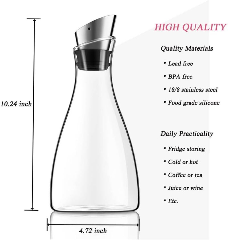 Purefold 40 Ounce Glass Carafe with Stainless Steel Lid, Ice Tea Pitcher, Juice jar, Tea & Coffee Maker, Perfect Drinkware for Hot and Cold Water Pitcher - Image 2