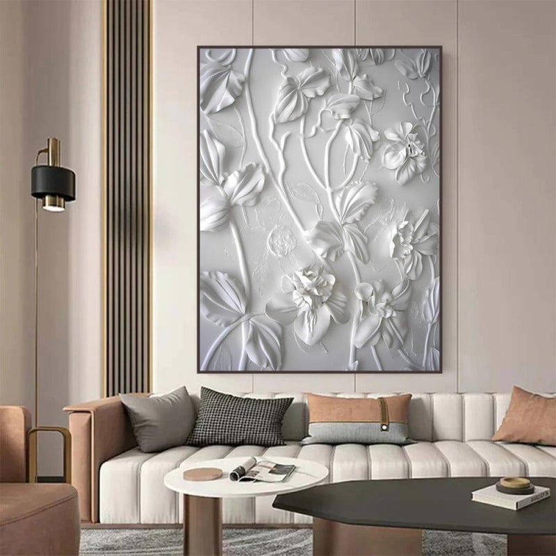 ماركتنا لوحة جداربة قماشية مطبوعة بتصميم اللوحة الجبسية مع برواز مجوف مقاس (120x80) قطعة واحدة - Image 4