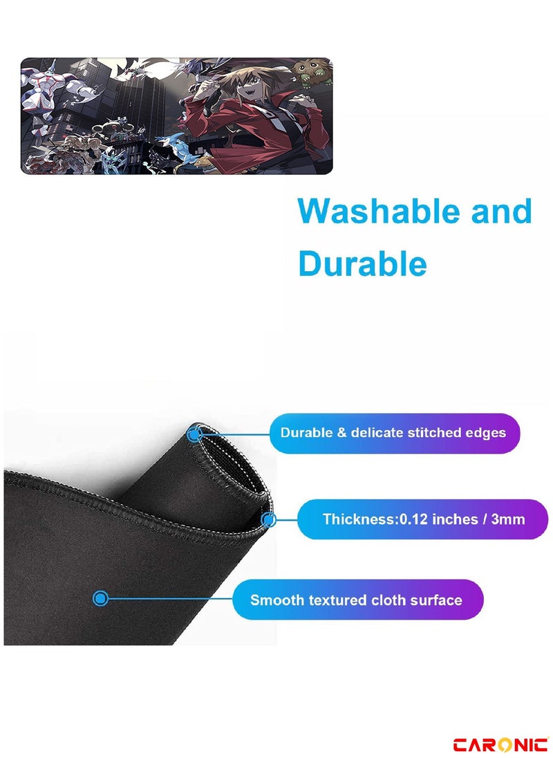 CARONIC - Large Gaming Mouse Pad with Superior Micro Weave Cloth Extended Desk Mousepad with Stitched Edges Non-Slip Base Water Resist Keyboard Pad For Gamer And Office Home YGO 140 - Image 1