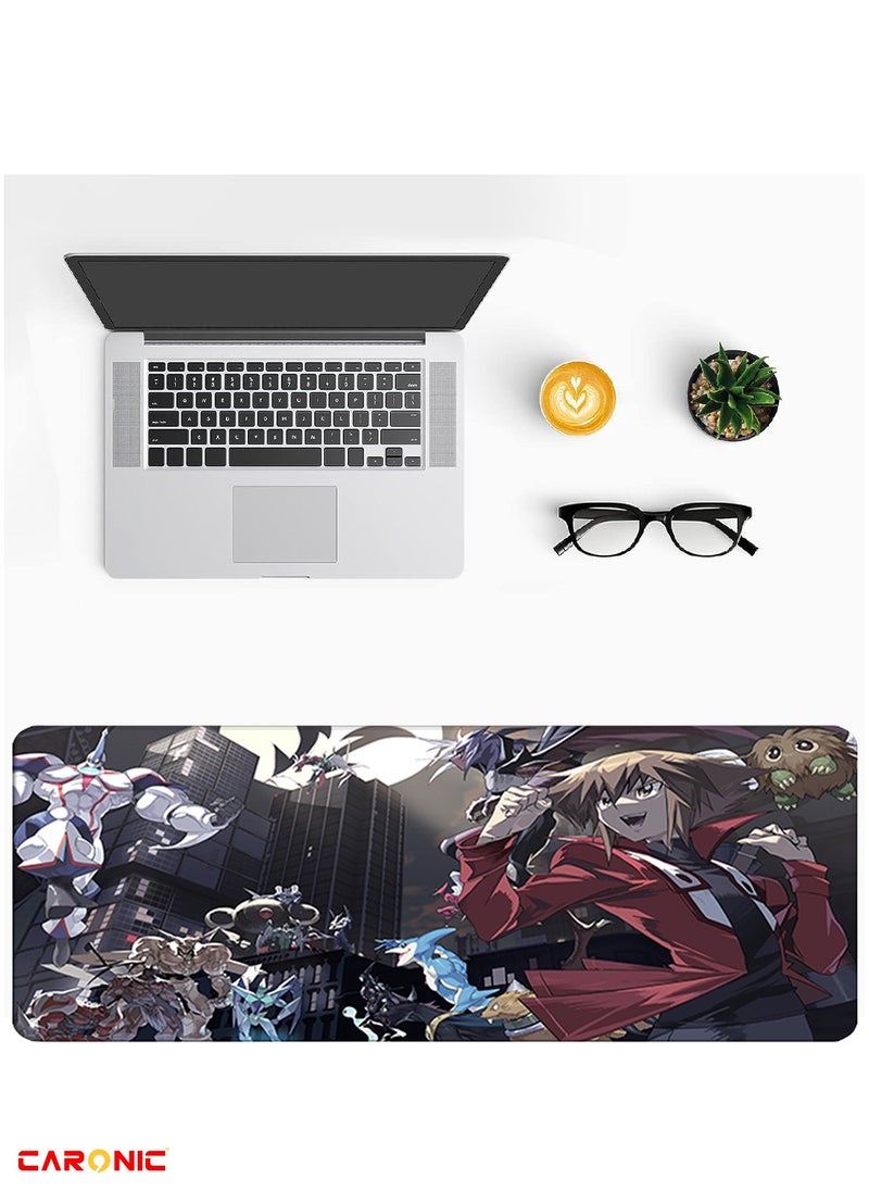 CARONIC - Large Gaming Mouse Pad with Superior Micro Weave Cloth Extended Desk Mousepad with Stitched Edges Non-Slip Base Water Resist Keyboard Pad For Gamer And Office Home YGO 140 - Image 1