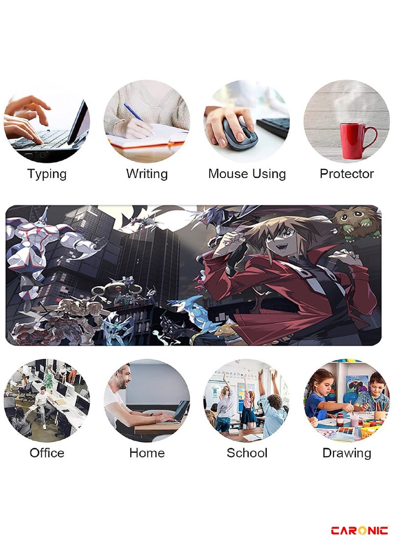 CARONIC - Large Gaming Mouse Pad with Superior Micro Weave Cloth Extended Desk Mousepad with Stitched Edges Non-Slip Base Water Resist Keyboard Pad For Gamer And Office Home YGO 140 - Image 1