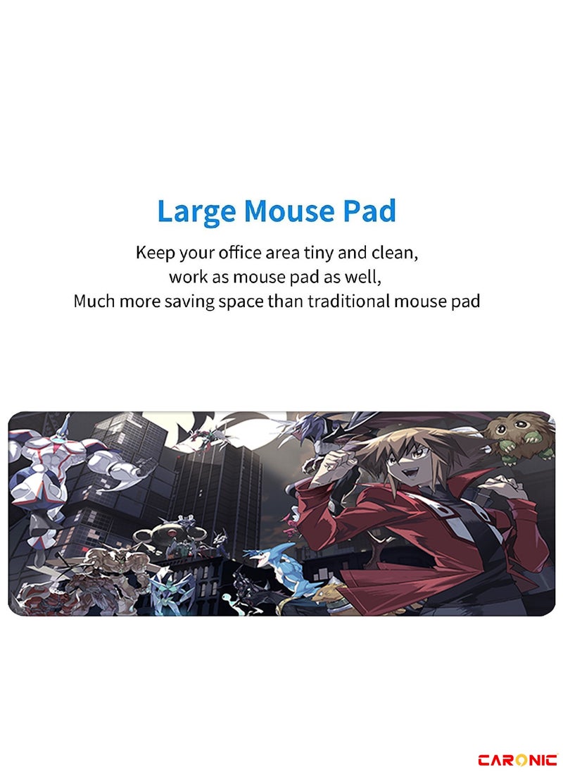 CARONIC - Large Gaming Mouse Pad with Superior Micro Weave Cloth Extended Desk Mousepad with Stitched Edges Non-Slip Base Water Resist Keyboard Pad For Gamer And Office Home YGO 140 - Image 1