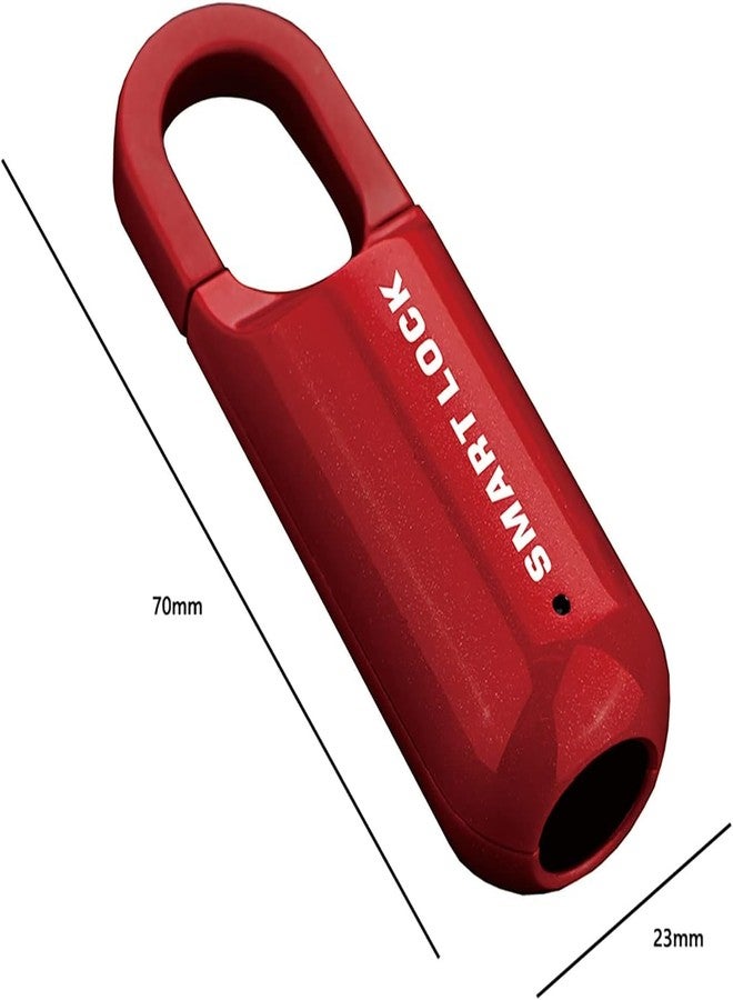 OLSIC Alloy Steel Mini Smart Fingerprint Lock Biometric USB Rechargeable Padlock Chip Anti-Theft,For Luggage Box Bag (RED) - Image 2