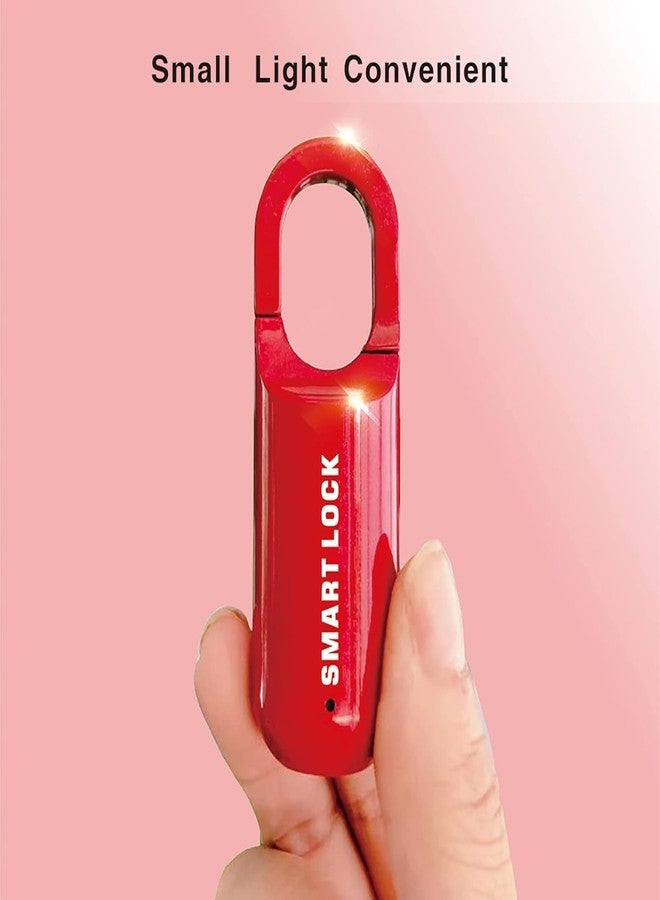 OLSIC Alloy Steel Mini Smart Fingerprint Lock Biometric USB Rechargeable Padlock Chip Anti-Theft,For Luggage Box Bag (RED) - Image 3