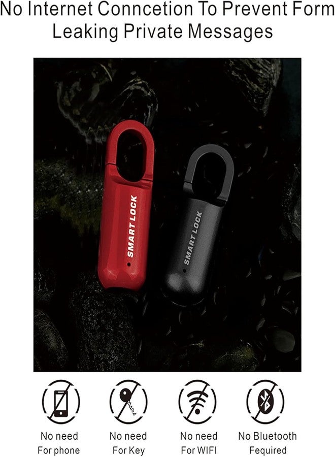 OLSIC Alloy Steel Mini Smart Fingerprint Lock Biometric USB Rechargeable Padlock Chip Anti-Theft,For Luggage Box Bag (RED) - Image 5