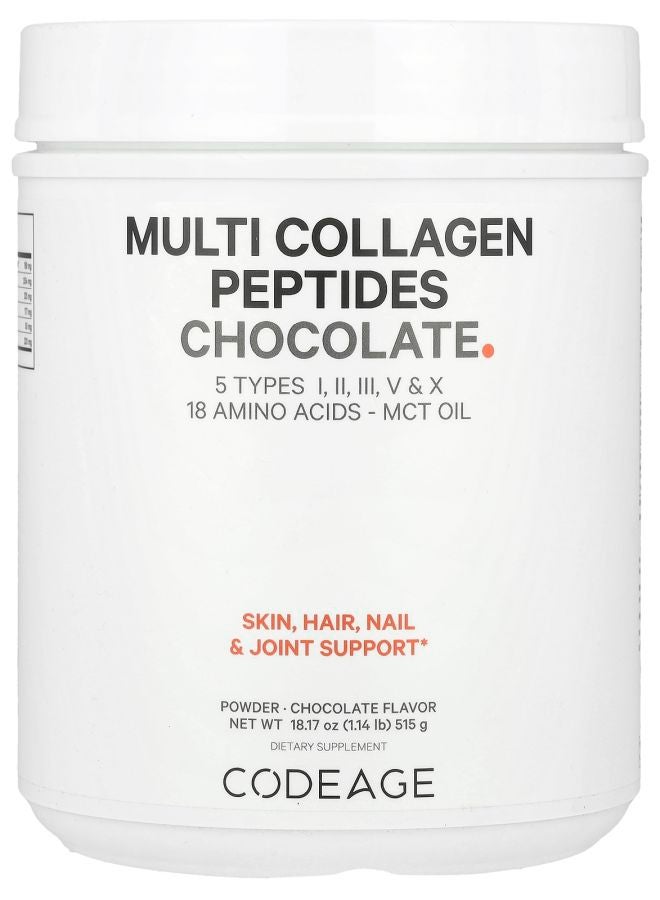 Codeage مسحوق ببتيدات الكولاجين المتعددة بنكهة الشوكولاتة 18.17 أونصة (515 جرام)