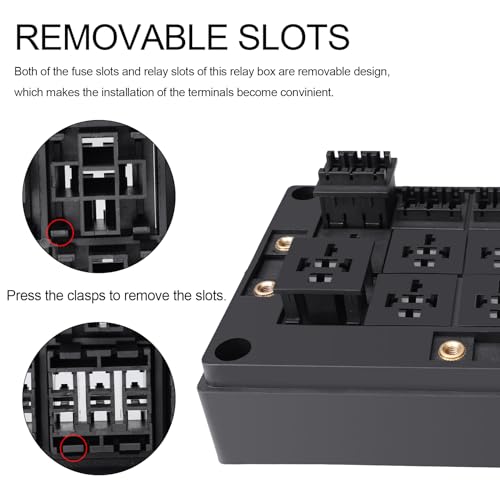 Weasch 12V Fuse Relay Box, 10 Slots Relay Holder 15 Slots ATC/ATO Fuse Holder, Universal Fuse and Relay Box Block, for Cars Truck Marine Boat Jeep - Image 3