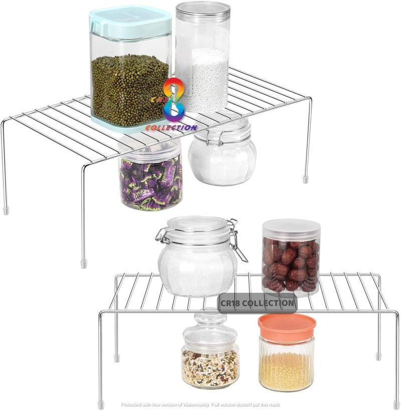 12FOR COLLECTION Combo Big Size Stainless Steel Cup Stand Coffee and Tea Mug Holder 12 Cup Holder and 2pcs Stainless Steel Kitchen Dish Rack Expandable Storage Shelves for Kitchen - Image 5